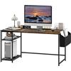 HOMCOM Scrivania per computer, tavolo per computer 150 x 60 cm, scrivania con portaoggetti, ripiani reversibili e borsa in tessuto, per piccoli spazi, camera da letto, marrone