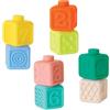 Infantino Squeeze & Stack - Set di 8 Blocchi Morbidi Colorati Testurizzati con Numeri e Texture sensoriali, Senza BPA, dai 6 Mesi in su