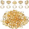 QUARKZMAN 50Set Grommets Eyelets 4mm 1/6 Pollice Kit Occhielli In Ottone Con Rondelle Per Tessuto Tendaggi Teli Pelle Cinture Scarpe Borse Fai Da Te, Oro