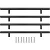 ZONADAH 4 maniglie per armadio nero opaco, 192 mm, maniglie a T, maniglie per cassetti in acciaio inox, maniglie lunghe per ante dell'armadio, lunghezza 150 mm, maniglie per armadi da cucina per