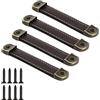 CONPHERON 4 pezzi Retrò Maniglie in Pelle per Mobili Maniglia per Porte Antico Pelle Maniglia Dell'Armadio Cassetti Armadietti Manopole Pomelli Armadio Tiretti 96 mm