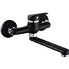 Beenle-Icey Rubinetto da cucina a parete, bocca lunga miscelatore per lavello rubinetto girevole a 360 ° in acciaio inox monocomando per lavello cucina bagno (nero)