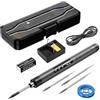 NEOVSUNY Set di saldatori a batteria, ricaricabile tramite USB, con LCD, senza fili, temperatura regolabile da 260 a 420 °C, 3 punte per saldatura, filo per saldatura, set regalo per fai da te