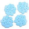 MSV Set 4 Tappetini Doccia o Bagno Antiscivolo Ciottoli in PVC 12x13 cm Azzurro Cielo
