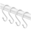 UNCONSIL Metal Shower Curtain Hooks，Set of 12 Rings，Rust Resistant S Shaped Hooks Hangers for Shower Curtains, Kitchen Utensils, Clothing, Towels, etc. (White)