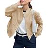 Shuanghao Giacca Corta da Donna College Felpa Baseball in Stile Retrò Classics Autunno-Inverno Casual Moda Unique Giacca a Vento Leggera Giubbotto Bomber da Donna con Polsini a Coste