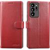 Lensun Cover per Samsung Galaxy Note 20 Ultra, Custodia in Vera Pelle [RFID Blocking] Libro con Portafoglio Chiusura Magnetico Flip Antiurto Cuoio per Galaxy Note 20 Ultra 5G-Vino rosso