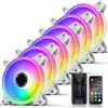 EZDIY-FAB Bianco Moonlight Ventola per alloggiamento RGB 120 mm con hub ventola Remote, scheda madre Aura SYNC, ventola indirizzabile per alloggiamento PC-6 Pack