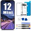 Dinow Display per iPhone 12 Mini LCD Sostituzione Schermo 5.4 LCD di ricambio Schermo per iPhone 12 Mini(2399, A2176, A2398, A2400), Touch Screen per 12 Mini con kit di riparazione
