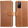 Lensun Cover per Samsung Galaxy Note 20 Ultra, Custodia in Vera Pelle [RFID Blocking] Libro Portafoglio Chiusura Magnetico Flip Custodie Cuoio per Galaxy Note 20 Ultra 5G-Marrone retrò