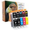 Starlet24 5 cartucce 520XL 521XL compatibili per Canon PGI-520 CLI-521 per Pixma iP3600 iP4600 iP4700 MP540 MP550 MP560 MP620 MP630 MP640 MP980 MP990 MX860 MX870