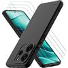 Oureidoo Cover per Xiaomi Redmi Note 14 5G con 3 Pezzi Pellicola Vetro Temperato, Custodia in Morbida Silicone Liquido, Sottile e Antiurto con Rivestimento in Microfibra AntiGraffio, Nero
