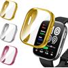 iVoler 3 Pezzi Clear Cover con Pellicola Protettiva per Amazfit Bip 6, Copertura Completa Custodia Anti-Graffio Ultra Sottile Morbida TPU Case, Oro + Argento + Rosa