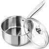 MICHELANGELO Casseruola da 1,5 litri con coperchio, fondo triplo spesso, in acciaio inox, pentola per salsa antiaderente, compatibile con induzione