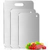 HechoVinen Tagliere in acciaio inox, 3 pezzi, tagliere in acciaio inox, doppio tagliere per cucina e picnic