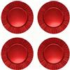 Area illumina Sottopiatto Decorativo, Set da 4 o 6 pezzi, 33 cm, Bordo Ondulato, Lucido, Rosso o Oro, Riutilizzabile,ideale per matrimoni, Natale e altre ricorrenze (4, Rosso)