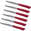 Tredoni 6 Coltelli da Cucina - 11cm Acciaio Inossidabile Italiano Coltello Posate da Verdure/Bistecca/Tavola Seghettato, Punta Arrotondata (Rosso)