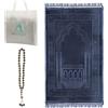 MYPRAY - Tappeto da preghiera - spesso - Set di 3 Seccade - con Tesbih e borsa (grigio freddo)