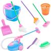 Satiskid 9 accessori per la pulizia della casa delle bambole in miniatura, aspirapolvere in miniatura, mocio, scopa, paletta, spazzola, graziosi strumenti per la pulizia, accessori decorativi per