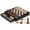 Peradix Set di scacchi e dama magnetico con 2 cassetti di stoccaggio integrati, 38 cm Classico 2 in 1 Giochi in legno con 2 regine extra per bambini e adulti, Set di scacchi portatile da viaggio