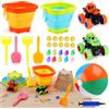 Echehi Giochi da Spiaggia Per Bambini 30 Pezzi, Set Giochi Giardino, Giocattoli Sabbiera Con Secchiello Mare 2L, 16'' Pallone Bambini Gonfiabile, Monster Truck, Gemme, Con Confezione Regalo