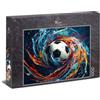 Ulmer Puzzleschmiede - Puzzle da 1000 pezzi Spin - Motivo del calcio dal design classico, circondato da spettacolari rotazione dei colori - Qualità Made in Germany