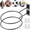 KGGZKG 2 supporti da parete per pallacanestro, calcio, da parete, con viti e tasselli in plastica, per pallacanestro, calcio, rugby, pallavolo, metallo, colore nero