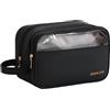 erised's bifrost Borsa Cosmetici Impermeabile Portatile con Cerniera Dorata per Donne/Beauty Case/Apertura Larga/Organizer in Pelle PU con Maniglione Laterale/Essential da Viaggio/Porta Smalti e Skincare