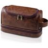 LIANHTAI Borsa da toilette per uomo, borsa da viaggio grande in pelle con gancio per appendere, kit Dopp essenziali da viaggio, kit per la rasatura da uomo, regali per padre, papà, fidanzato