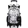 Amythe Zaino Trolley Scuola per Ragazzi, Zaini con Carrello Rimovibile Moda per Ragazzo, Impermeabile, per Laptop 15.6, 6 Ruote per Scuola Media, Superiore e Viaggi