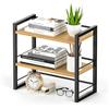 SunshineFace Scaffale da scrivania, a 2 ripiani, in legno, per scrivania, espositore per spezie, autoportante, per casa, cucina, ufficio