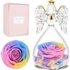 Miofula Festa della Mamma Idee Regalo,Rosa Stabilizzata Angelo Regalo Donna,Rosa Eterna Angeli Figurine,Rose Stabilizzate Regalo Compleanno Anniversario,Festa della Mamma Regali Mamma Nonna Fidanzata