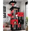 Globlazer Nero Rosso Tiragraffi per Gatti Adulti XXL 207 cm con 3 Divertente Grande Grotte 45 * 35cm, Vasto Piattaforma, Enorme Gotico Albero Tiragraffi per Gatti al chiuso (F81, Nero Rosso)