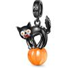 GNOCE Ciondolo Pendente Gatto Nero per Halloween, Ciondolo in Argento Sterling 925 per Donne, Regalo di Perle Festivo per Lei