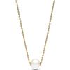 PANDORA Timeless Collier placcato in oro 14k con perla coltivata d'acqua dolce trattata bianca e zirconi cubici trasparenti, Collana
