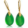 Amber by Mazukna - Orecchini di cristallo ambra verde, orecchini pendenti placcati in oro per donna, gioielli con gemma naturale, pietra semipreziosa leggera, S/M, Argento sterling, Ambra verde