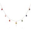 namana Collana Donna in Argento Sterling 925 Placcato Oro con 7 Ciondoli a Goccia Multicolore, Girocollo con Zirconi Arcobaleno, Collana Regolabile 40+5 cm