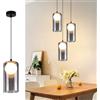 CBJKTX Lampada a Sospensione Vintage con Un Solo Punto per Tavolo da Pranzo | - Lampada a Sospensione Nera, Regolabile in Altezza, per Cucina, Sala da Pranzo (Senza Lampadina)
