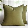 Velvhom Federe Cuscini Divano Verde Oliva 45 x 45 Copricuscini Decorativi in Cotone e Lino Fodere Quadrate per Domestiche Sedia Letto Camera da Letto Soggiorno Ufficio Auto Patio Portico Balcone Set di 2