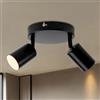 da LIGHT Faretto da soffitto a 2 luci, orientabile, da parete, 15 cm, nero, GU10 (senza lampadina), moderno, 230 V, per soggiorno, camera da letto, cucina