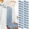 Teruntrue Confezione da 24 Runner da Tavola in Garza Blu Polveroso 45x275 cm, Tovaglie Boho in Garza per Decorazioni di Matrimoni, Feste per Bambini, Baby Shower e Compleanni