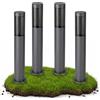 linovum BOSEA-A 4 luci per esterni da giardino in piedi attacco E27, altezza 50 cm, luci a palo in acciaio inox con luci a battiscopa in vetro Smoky