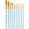 Set 10 Pennelli Piatti Pittura - 1 Pollice, Lana Nylon, Per Acrilico