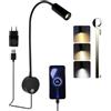YNDD Lampada da Lettura con 360° Braccio Flessibile con Spina e Touch Interruttore, Dimmerabile Lampada a Collo di Cigno LED con Porte di Ricarica USB, 3W Lampada Lettura in Alluminio per Camera da Letto