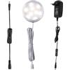 AIBOO Illuminazione a LED da 12 V, 1 pezzo, lampada da incasso da cucina, con interruttore manuale, illuminazione per vetrina per armadio, armadio, scaffale, LED rotondo, luce da cucina