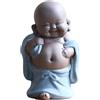 Qikuver Buddha Maitreya che ride, Statua di Buddha in ceramica Ornamento Scultura da tè Piccolo monaco Decor Set da tè per Home Office Decorazioni per auto Regalo Artigianato e arte (Blu)