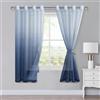 XWZO Ombre - Tende con occhielli, in voile sfumato, per camera da letto e soggiorno, con fermatenda, altezza 175 x 140 cm, blu jeans, HDEU-EDMBJBS-N-D2P-5569-31