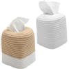 VOSSOT Porta Fazzoletti Quadrato Set da 2 in Corda di Cotone Elegante Porta Fazzoletti Design Moderno, Scatola Porta Fazzoletti Decorativa per Soggiorno, Camera da Letto, Ufficio e Tavolo da Pranzo Dispenser