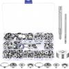 MeiHongJiaYe 300 Bottoni a Pressione in Metallo da 15 mm, Set di Bottoni a Pressione in Acciaio Inox, Bottoni a Pressione per Fai da Te, Cucito, Giacche in Pelle, Portafogli, Borse, Jeans (Argento)