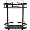 GERUIKE Mensola Doccia Angolare Senza Foratura - Mensole Bagno Adesive - Organizer Bagno Portaoggetti Doccia - Parete, Alluminio, Antiruggine, Nero Opaco, 2 Livelli Porta Bagnoschiuma da Doccia
